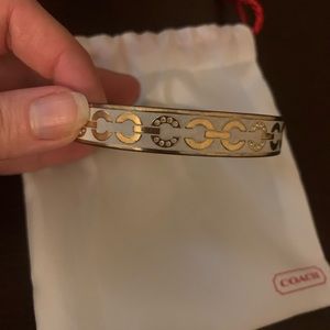 Coach white enamel & gold tone bracelet